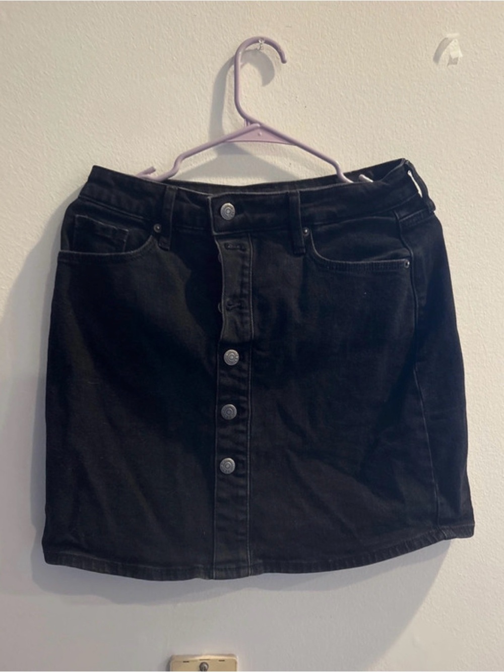 Old Navy Black Button-Front Mini Skirt